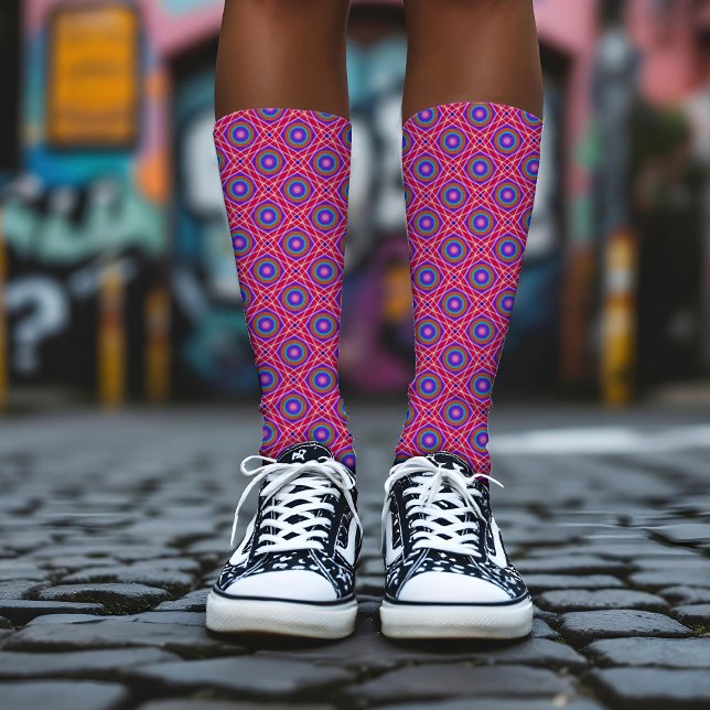 Abstract Peacock Cool Colorful Pink Purple Pattern Socks (Creator Uploaded)
