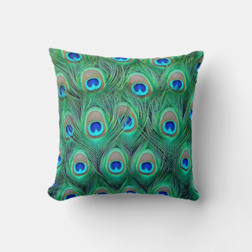 Abstract Peacock Feather Cushion Throw Pillow