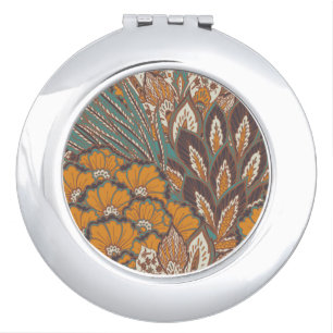 Abstract Peacock Feather Pattern Compact Mirror