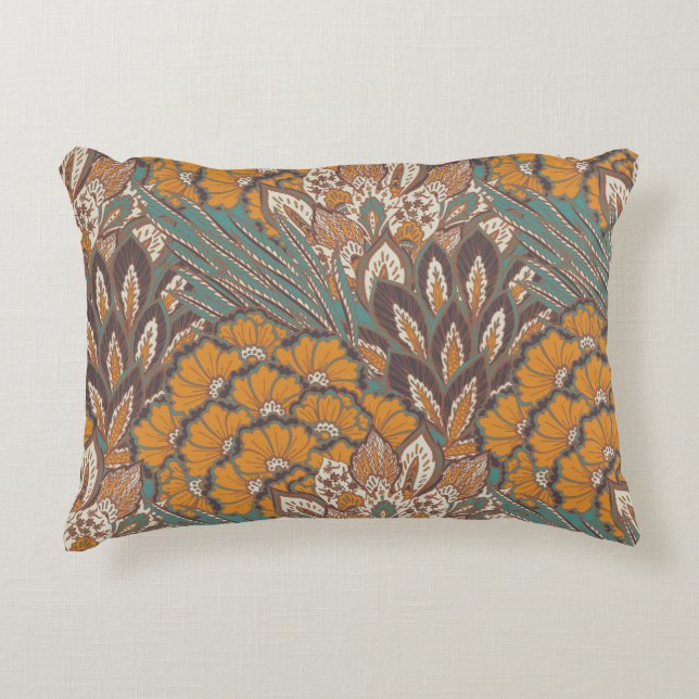 Abstract Peacock Feather Pattern Decorative Pillow (Front)