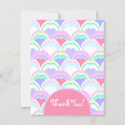Abstract peacock feather pattern in pastel colors thank you card