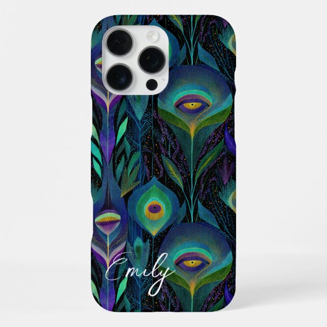 Abstract Peacock Feather Pattern  Iphone Case (Back)