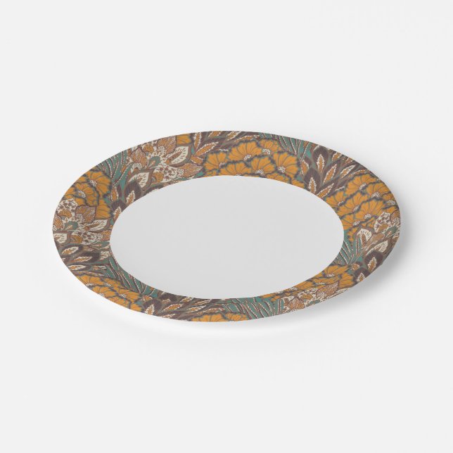 Abstract Peacock Feather Pattern Paper Plates (Angled)