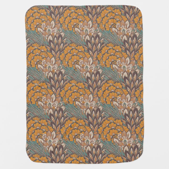 Abstract Peacock Feather Pattern Receiving Blanket (Front)