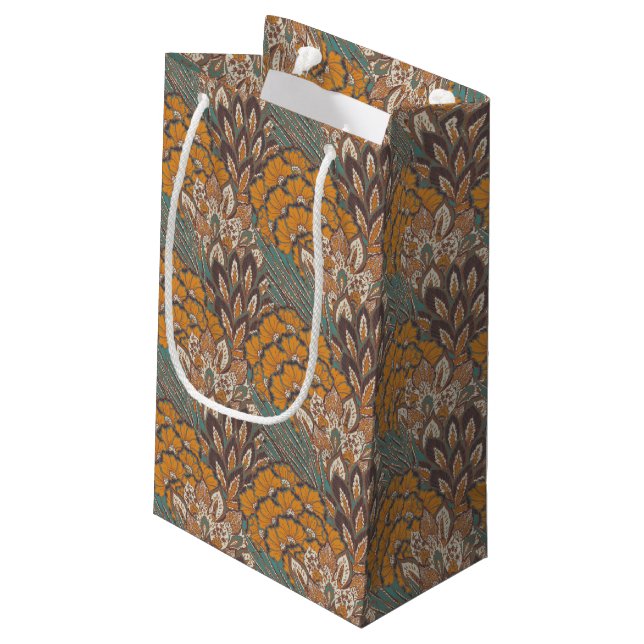 Abstract Peacock Feather Pattern Small Gift Bag (Back Angled)