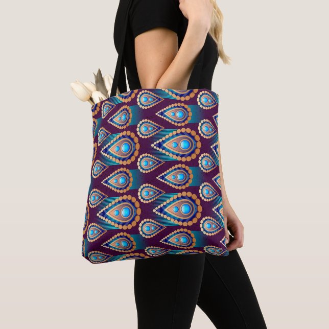 Abstract Peacock Feather Pattern Tote Bag (Close Up)