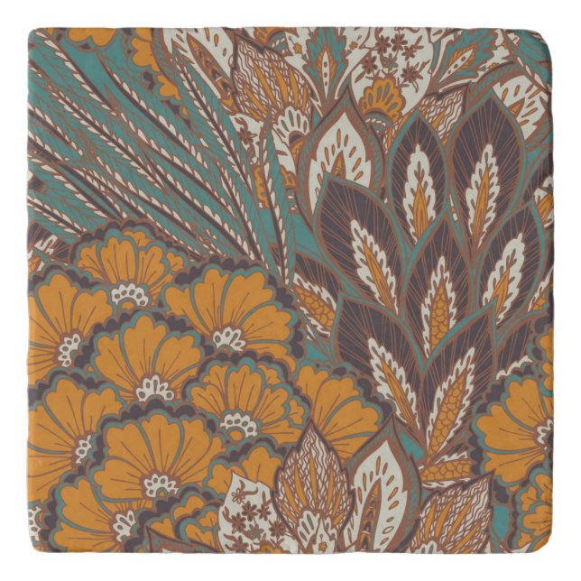 Abstract Peacock Feather Pattern Trivet (Front)