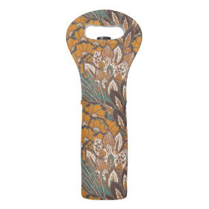 Abstract Peacock Feather Pattern Wine Bag