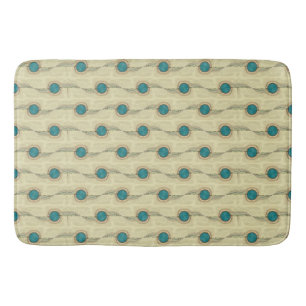 Abstract Peacock Feathers Dots Pattern Bathroom Mat