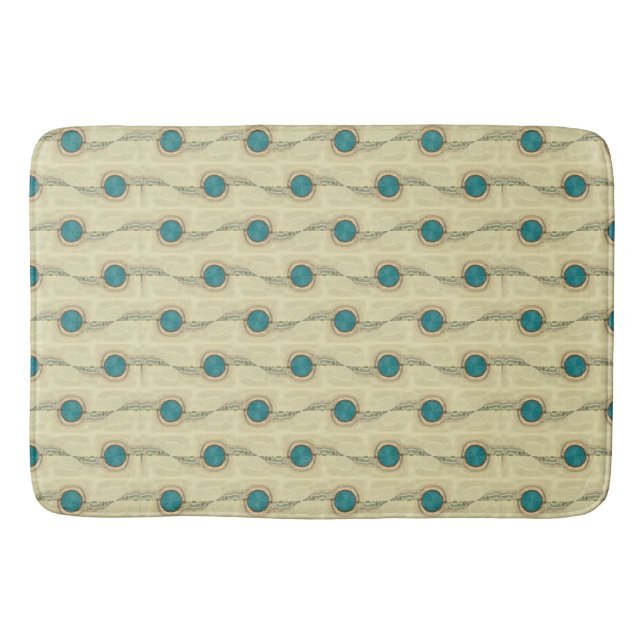 Abstract Peacock Feathers Dots Pattern Bathroom Mat (Front)