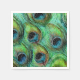 Abstract Peacock Feathers Paper Napkins
