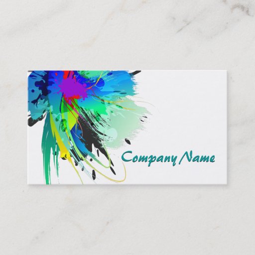 Customizable Abstract Peacock Paint Splatters Business Card