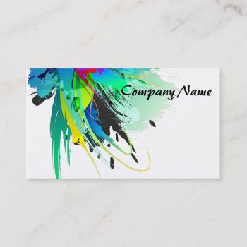 Abstract Peacock Paint Splatters Business Card by UTeezSF at Zazzle