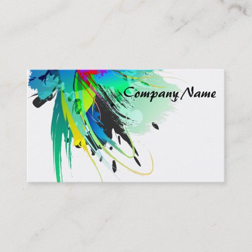 Abstract Peacock Paint Splatters Business Card Template