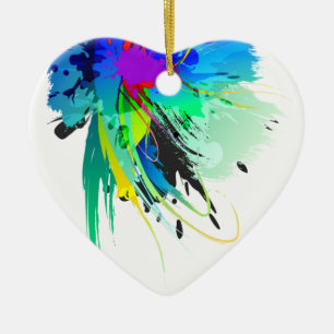 Abstract Peacock Paint Splatters Ceramic Ornament
