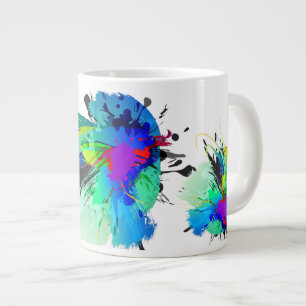 Abstract Peacock Paint Splatters Giant Coffee Mug