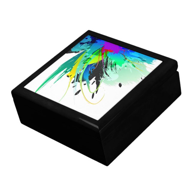 Abstract Peacock Paint Splatters Gift Box (Side)
