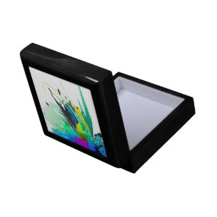 Abstract Peacock Paint Splatters Keepsake Box