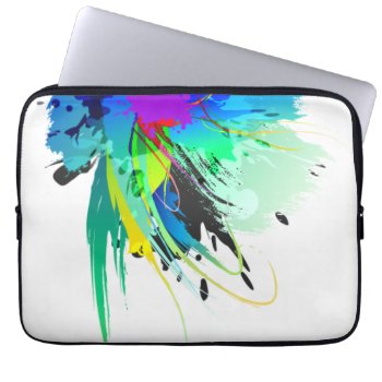 Abstract Peacock Paint Splatters Laptop Sleeve by UTeezSF at Zazzle