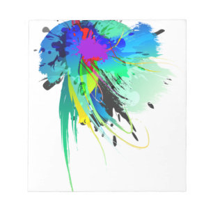 Abstract Peacock Paint Splatters Notepad