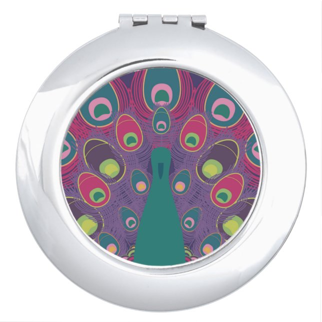 Abstract Peacock Purple Modern Art Compact Mirror (Front)