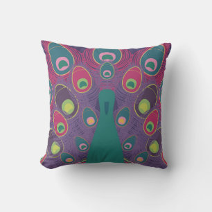 Abstract Peacock Purple Modern Art Throw Pillow