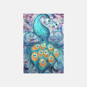 Abstract Peacock Teal Lovers Peacocks Artwork Outdoor Rug