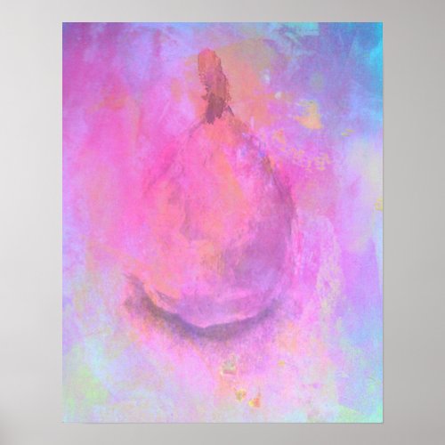Abstract Pear Fruit Still Life In Pink Poster
