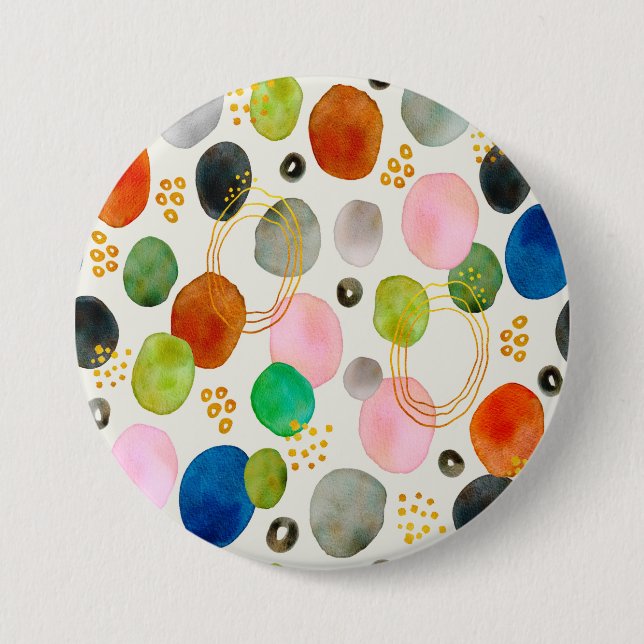 Abstract Pebble Gold Glitter Art Button (Front)