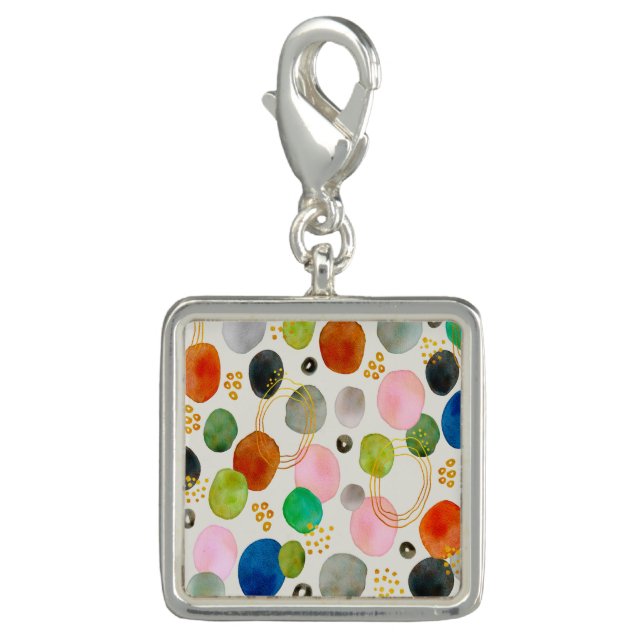 Abstract Pebble Gold Glitter Art Charm (Front)