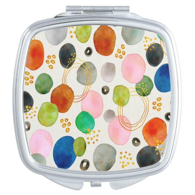 Abstract Pebble Gold Glitter Art Compact Mirror (Front)