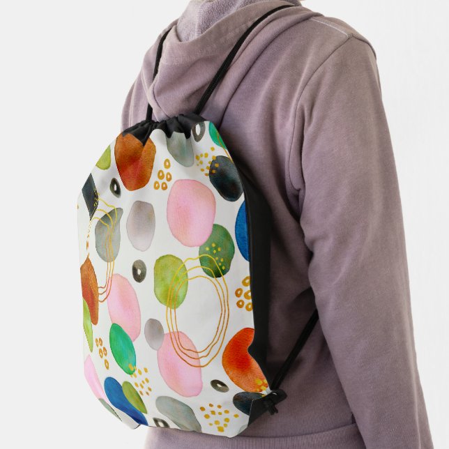 Abstract Pebble Gold Glitter Art Drawstring Bag (Insitu)