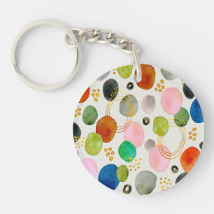 Abstract Pebble Gold Glitter Art Keychain