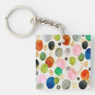 Abstract Pebble Gold Glitter Art Keychain