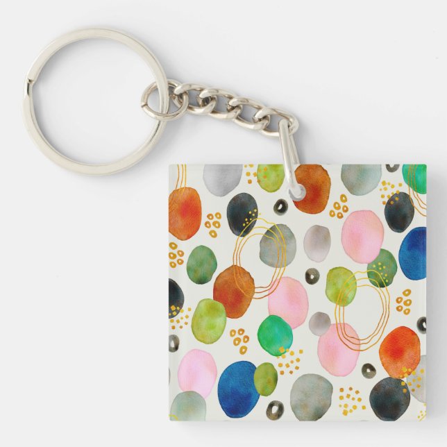 Abstract Pebble Gold Glitter Art Keychain (Front)