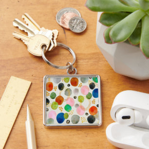 Abstract Pebble Gold Glitter Art Keychain