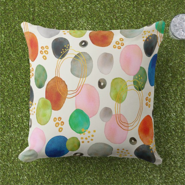 Abstract Pebble Gold Glitter Art Outdoor Pillow (Grass)
