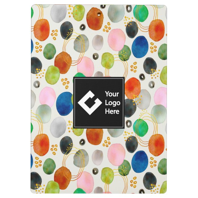 Abstract Pebble Gold Glitter Art + Your Logo Clipboard (Back)