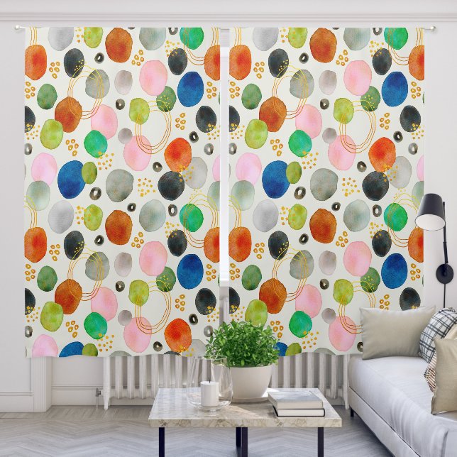 Abstract Pebble Watercolor Art Blackout Curtains (Living Room)
