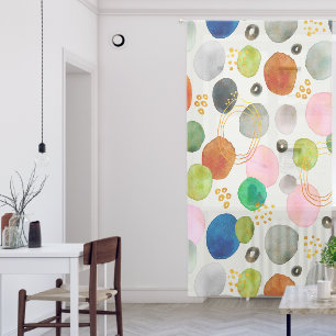 Abstract Pebble Watercolor Art Sheer Curtains