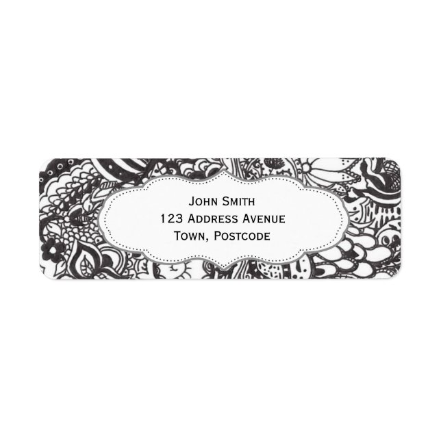 Abstract pen and ink doodle label (Front)