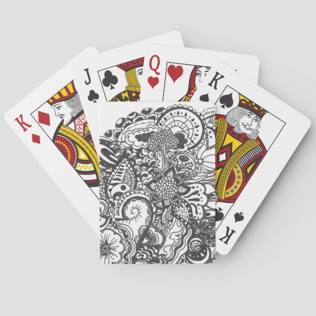 Abstract pen and ink doodle poker cards (Back)