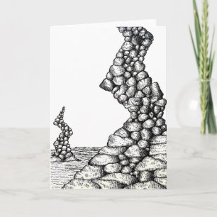 Abstract Pen Angled Cliffs Rocks Drawing Card