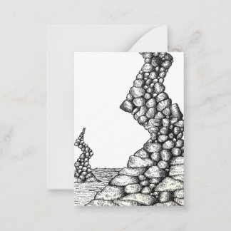Abstract Pen Angled Cliffs Rocks Drawing Note Card