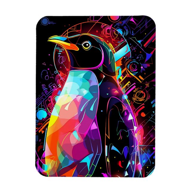 Abstract  penguin with bright colors magnet (Vertical)