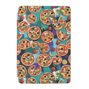 Abstract Pepperoni Pizza On Blue Color Background iPad Mini Cover