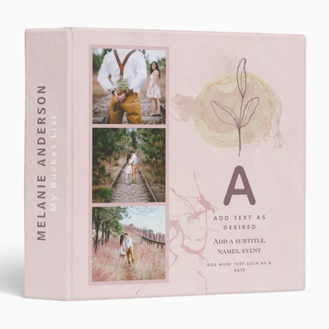 Abstract Personalized Photo Wedding Newlyweds Gift 3 Ring Binder (Front/Spine)