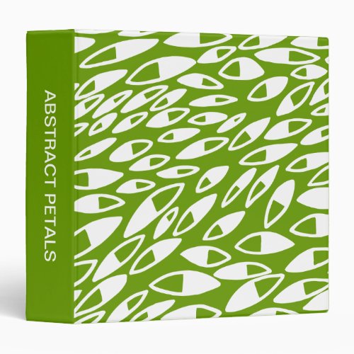 Abstract Petals 15in White on Avocado Binder