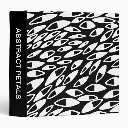 Abstract Petals 15in White on Black Binder