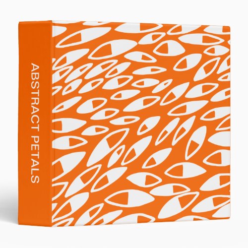 Abstract Petals 15in White on Orange 3 Ring Binder